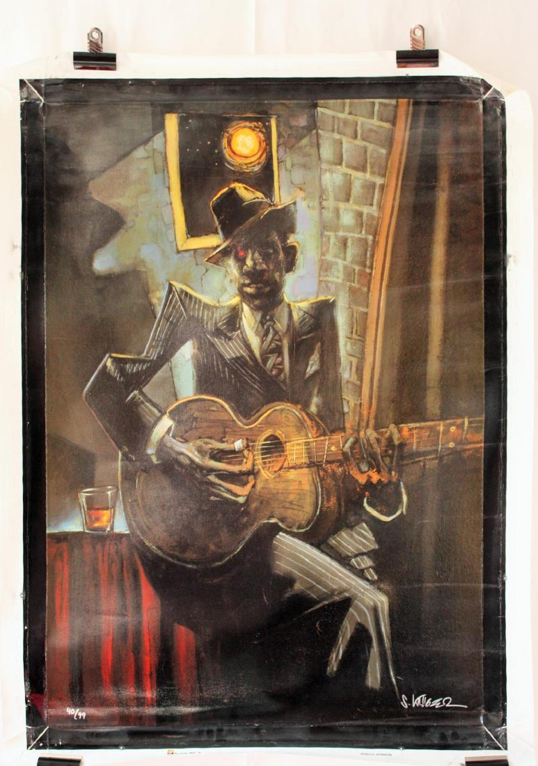 Sebastian Kruger (German, b.1963), 'Robert Johnson': Sebastian Kruger (German, b.1963), 'Robert Johnson' Signed in silver, numbered 40/99 print on Canvas, Certificate of Authenticity.
