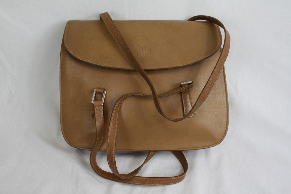 Mark Cross New York - tan leather satchel bag, beige: Mark Cross New York - tan leather satchel bag, beige suede interior, embossed logo to front, 29cm in length, height 23cm.