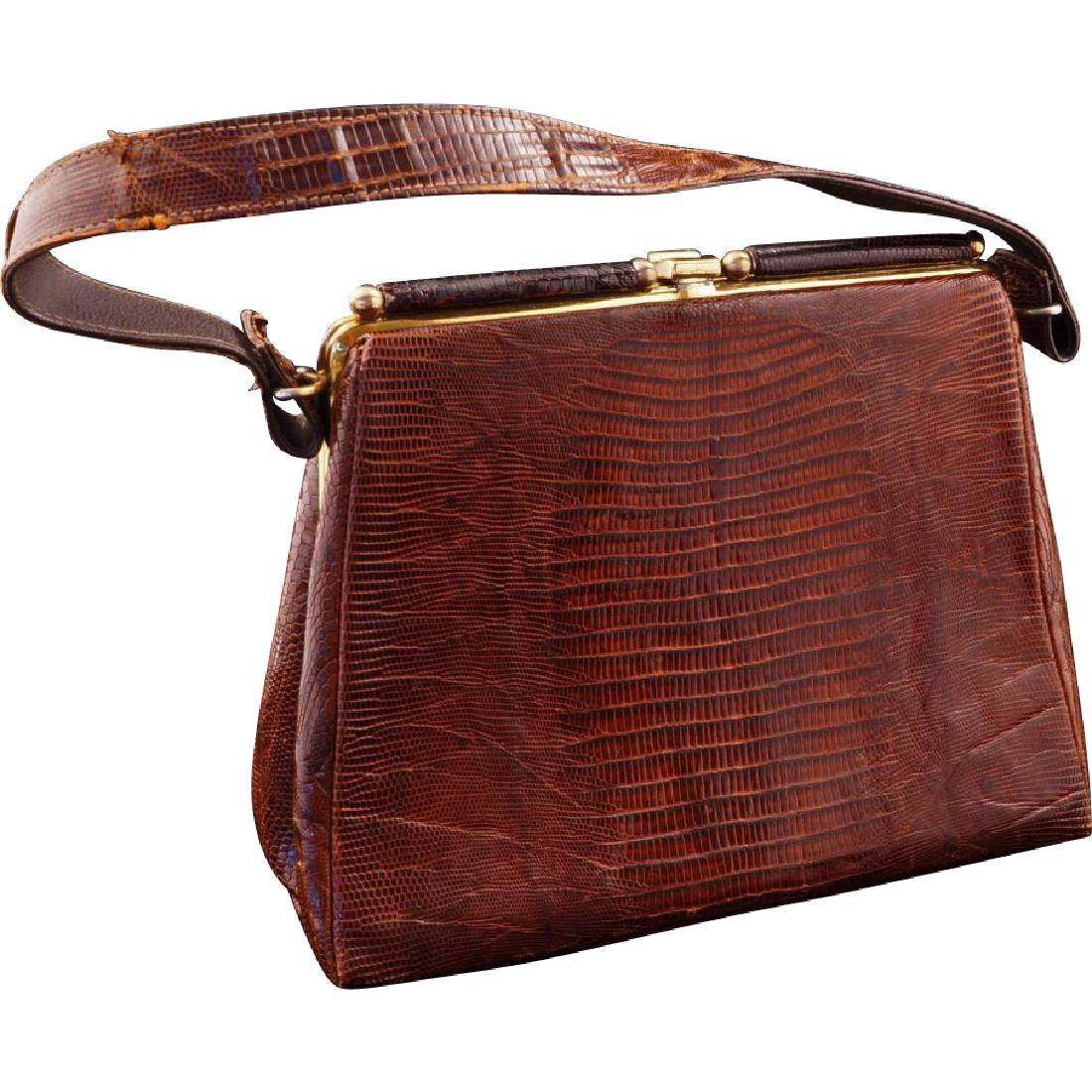 Vintage Dark Brown Alligator Purse/Handbag c 1964 (1 of 6)