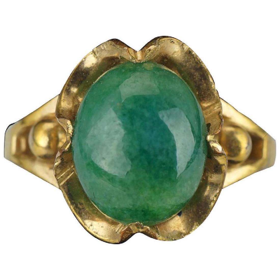 Vintage 10 k gold filled nephrite jade cabochon (1 of 6)