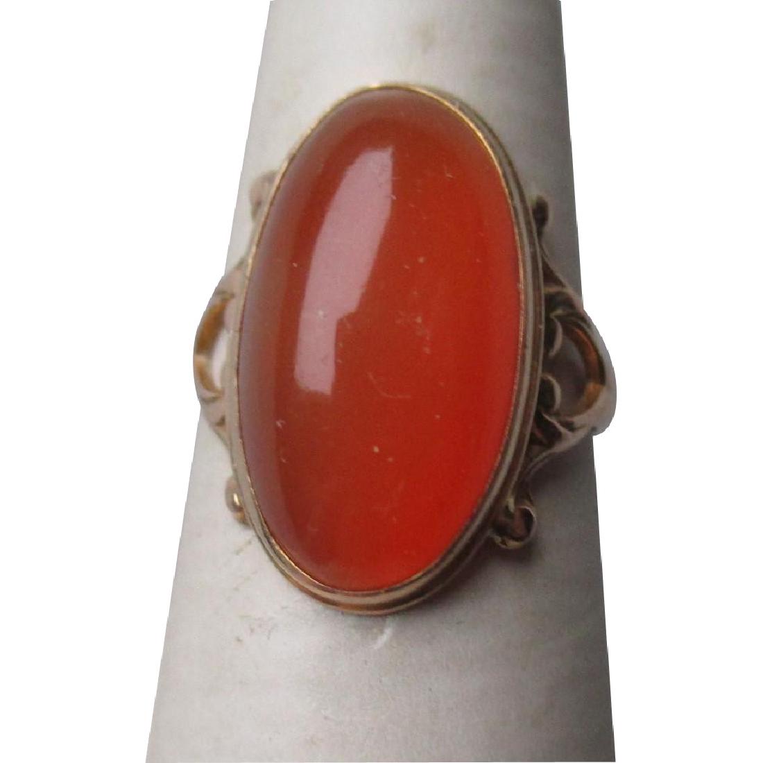 Beautiful 10k Gold and Cabochon Mexican Fire Opal Ring (1 of 5)