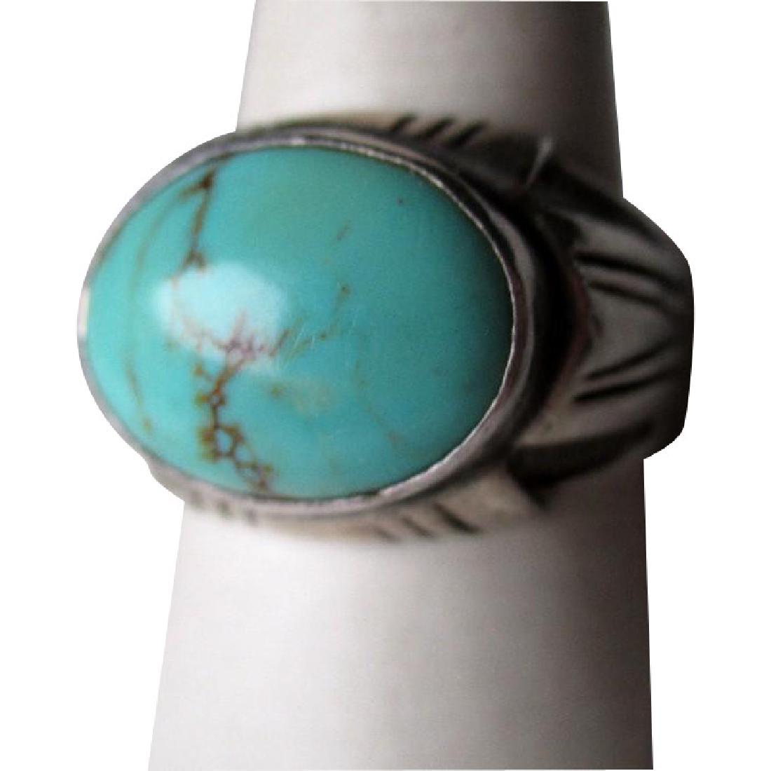 Large Men's Sterling Silver and Turquoise Ring (1 of 5)