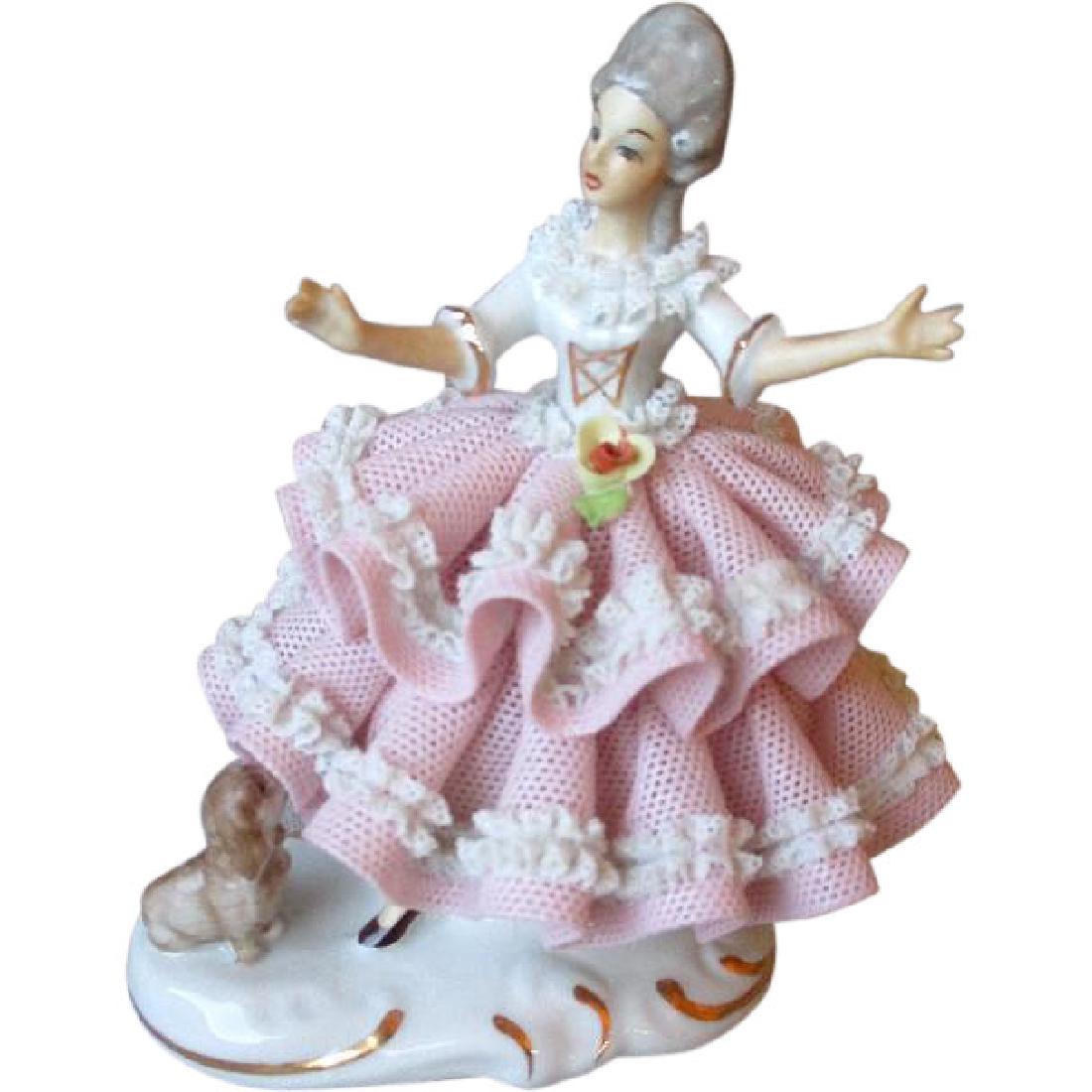 Vintage Dresden Lace Doll Figurine (1 of 6)