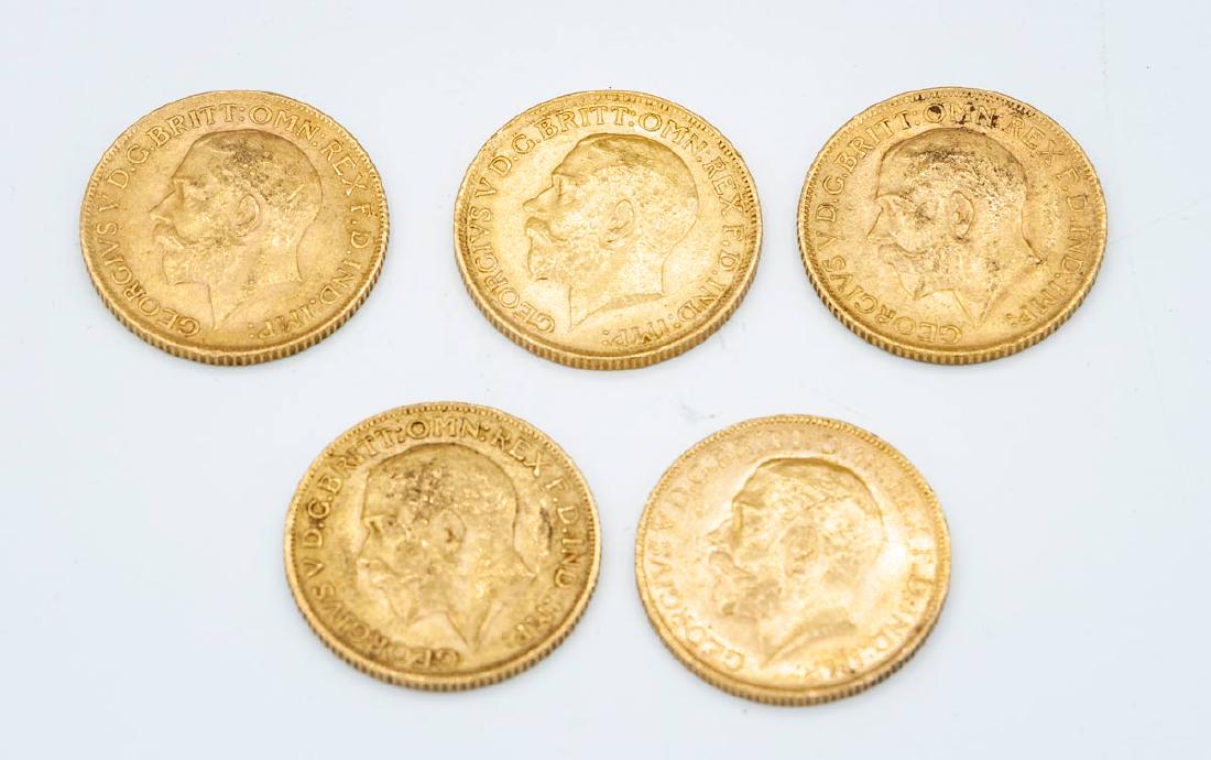 5 Gold Souvereign, 1912-1922: 5 Gold Souvereign, 1912-1922 Description: 22K Total weight: 40 gr Condition: Good