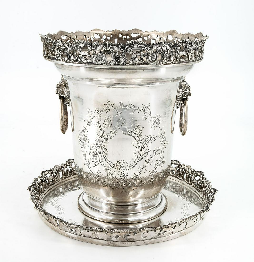 A Fine Silver Champagne Bucket and Serving Tray, (1 of 4)