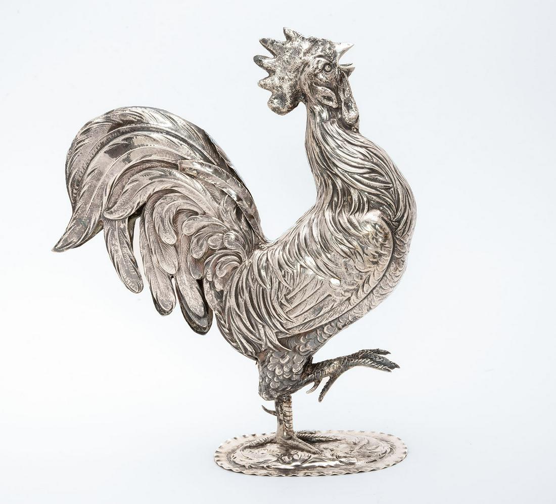 A Silver Articulated Rooster Figurine, J.D. Schleissner (1 of 3)