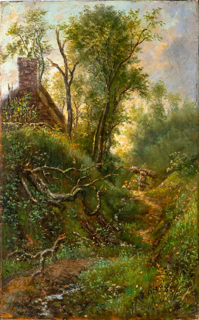 Barbizon School (19th Century), Deep in the Forest: Barbizon School (19th Century), Deep in the Forest Oil on Canvas Signed (lower left). 35 x 22 cm Notes: A high qu