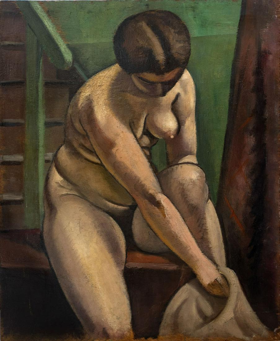 Vera Rockline (Russian 1896-1934), Female Nude: Vera Rockline (Russian 1896-1934), Female Nude Oil on board Signed (lower left). 61 x 50 cm Provenance: Estate of Sofia Abramovna Bertman and her family