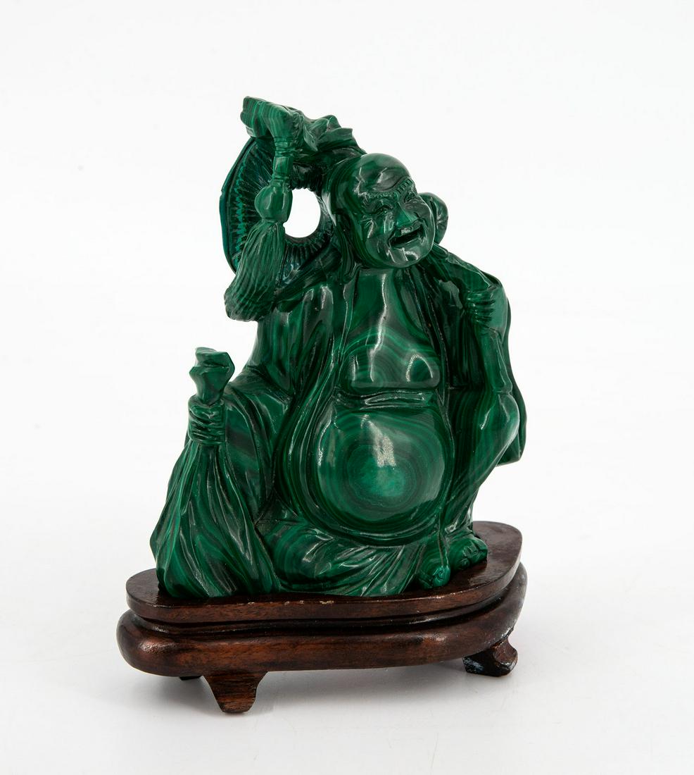 A Malachite Laughing Buddha Figurine (1 of 3)