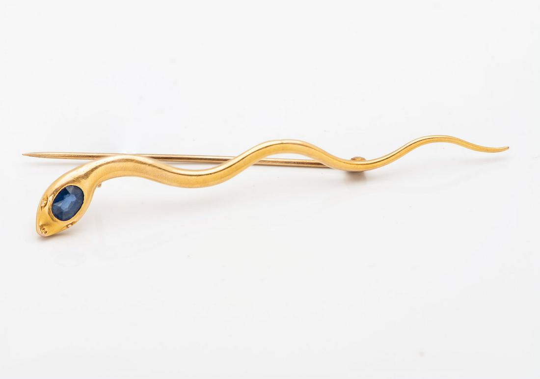 An Antique 18K Gold and Sapphire Brooch (1 of 2)