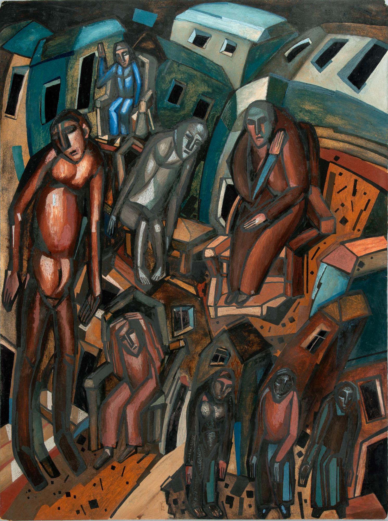 Attrib. Pavel Nikolaevitch Filonov (1883-1941) "Those Who Have Nothing to Lose" (1 of 2)