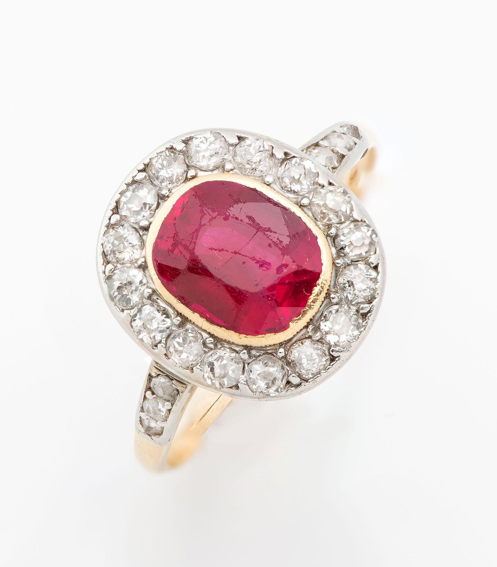 A Edwardian 18K Gold Platinum Ruby and Diamond Ring (1 of 4)