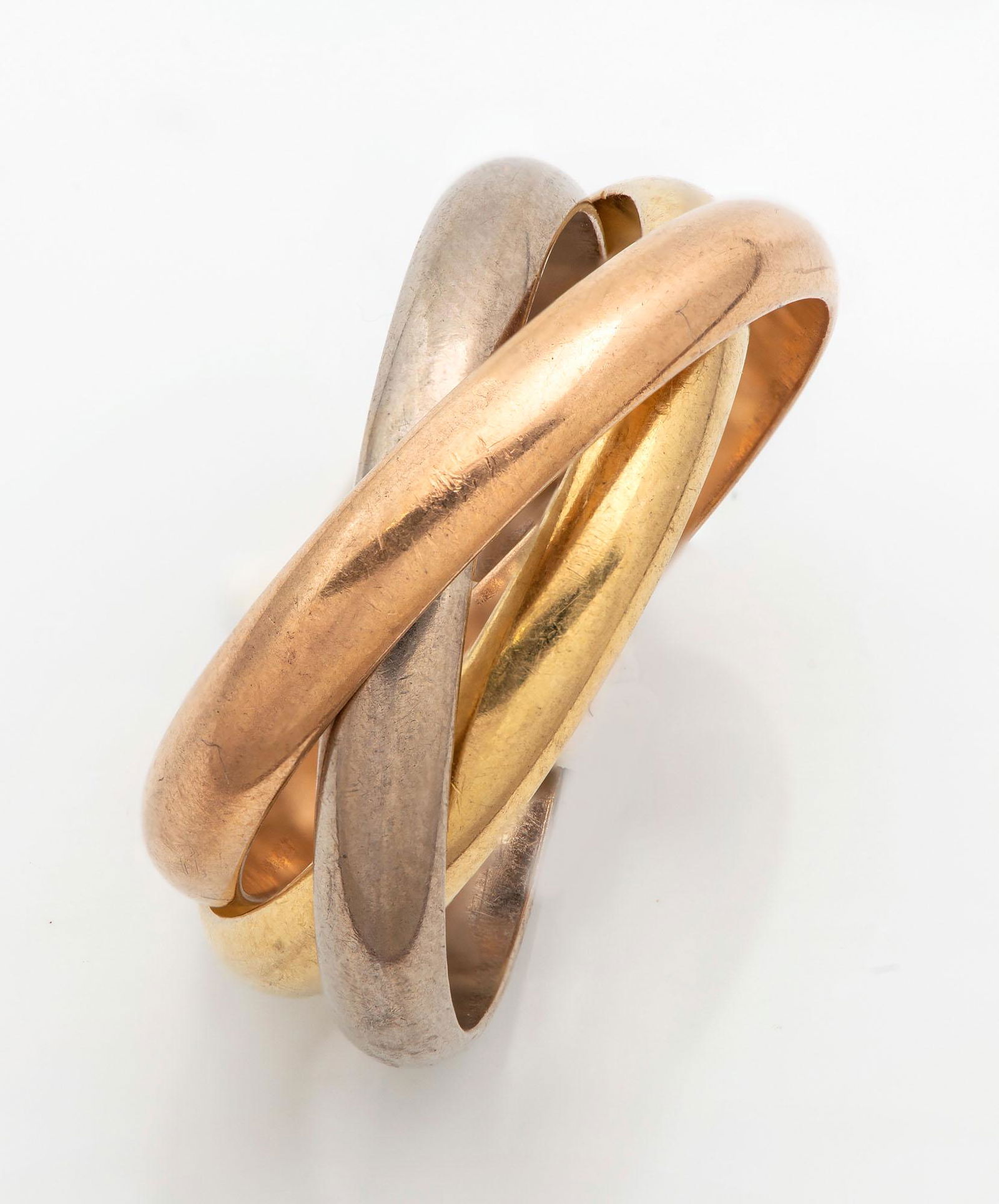 A Cartier Three Tone 18K Gold Trinity Ring (1 of 3)
