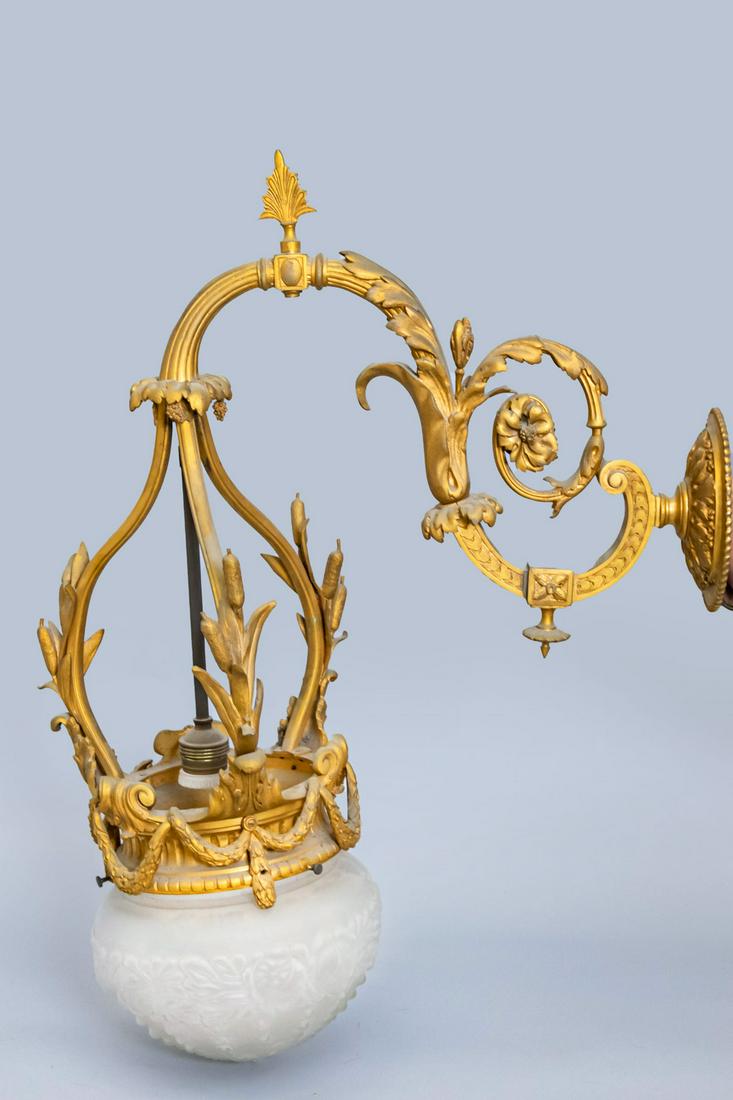 A Fine Napoleon III Gilt Bronze and Frosted Glass Wall Lamp, France, Mid 19th Century (1 of 4)
