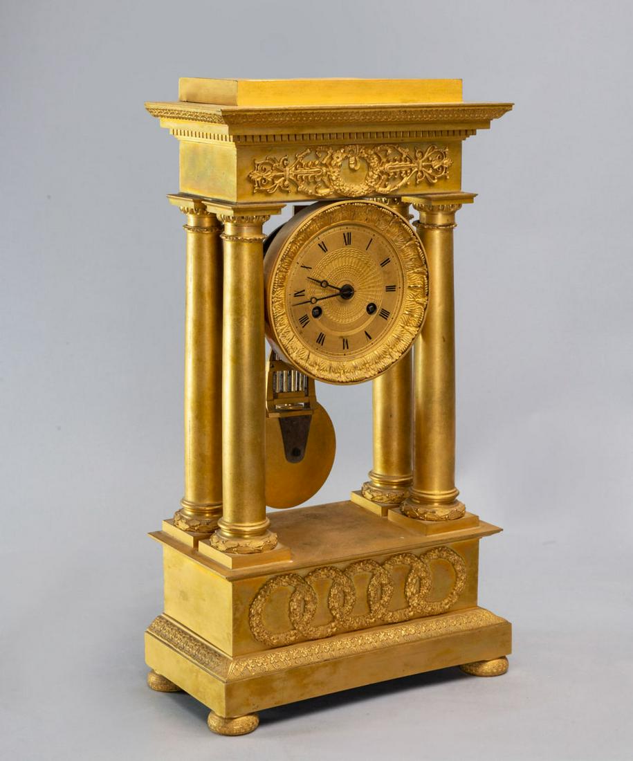 A Fine Portico Bronze Gilt Mantel Clock, France, Early 19th Century (1 of 4)