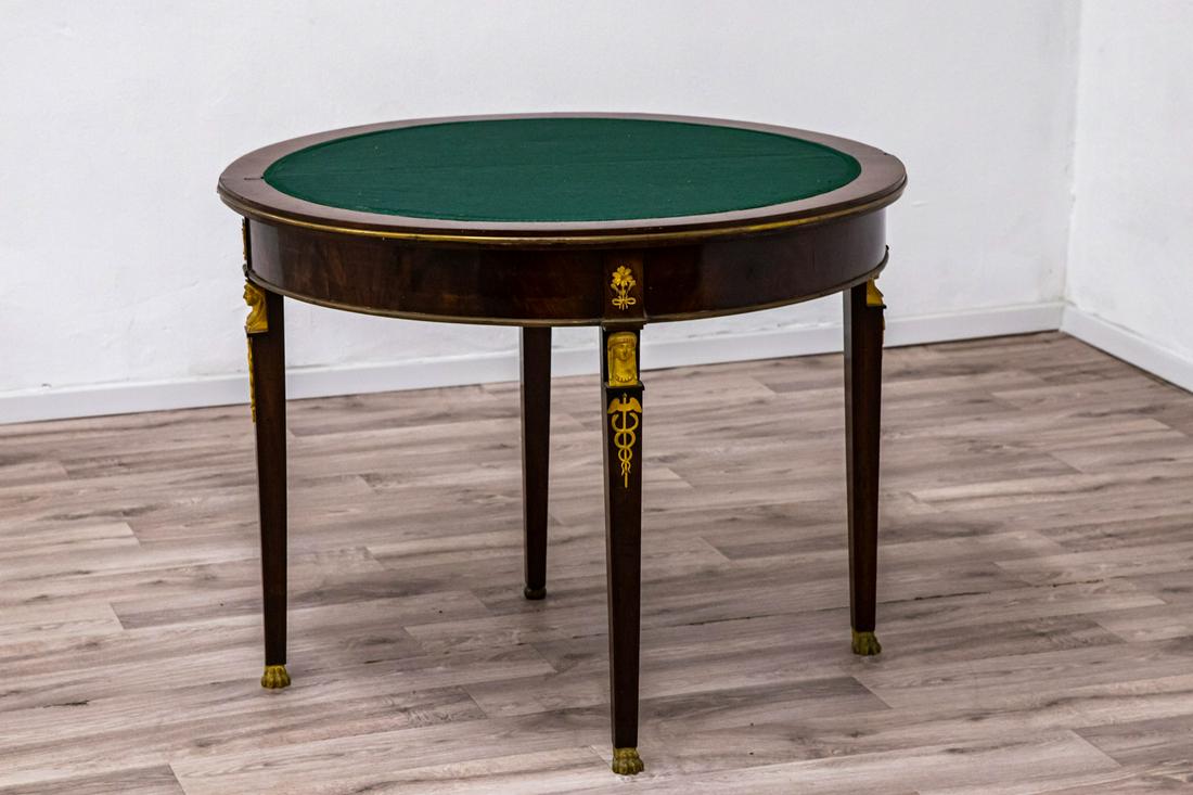 A Louis XVI Style Demi-Lune Mahogany and Ormolu Game Table, France 19th Century (1 of 5)