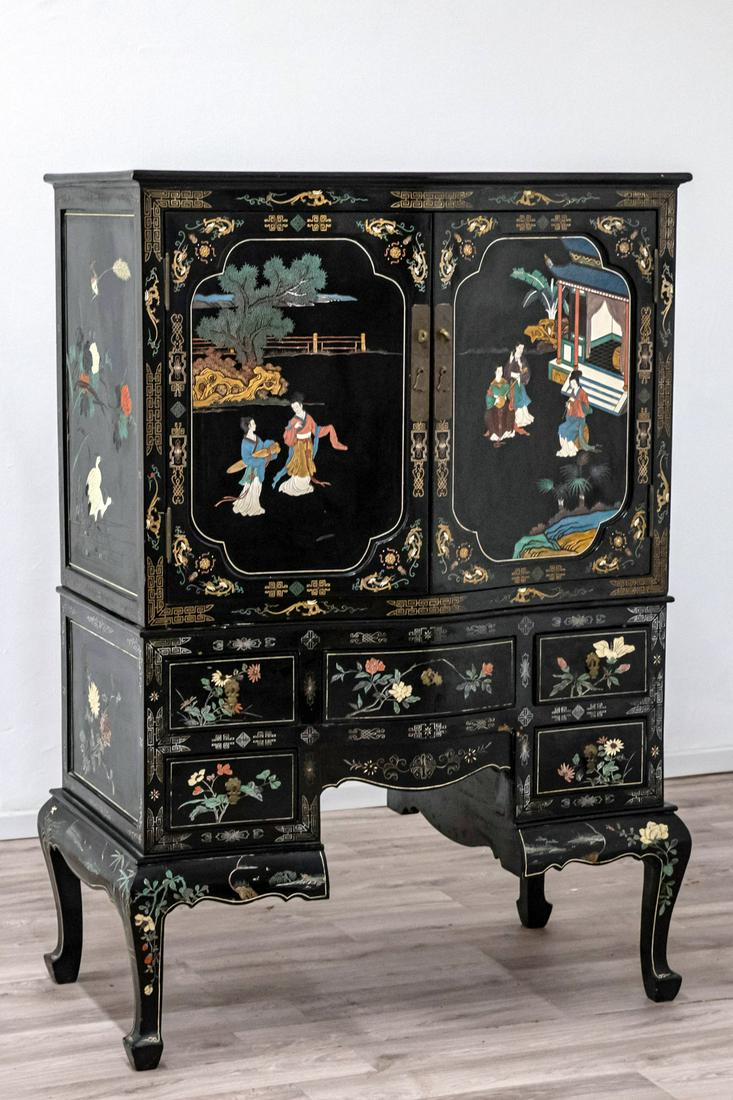 An Antique Chinoiserie Lacquered Cabinet with Drawers (1 of 6)