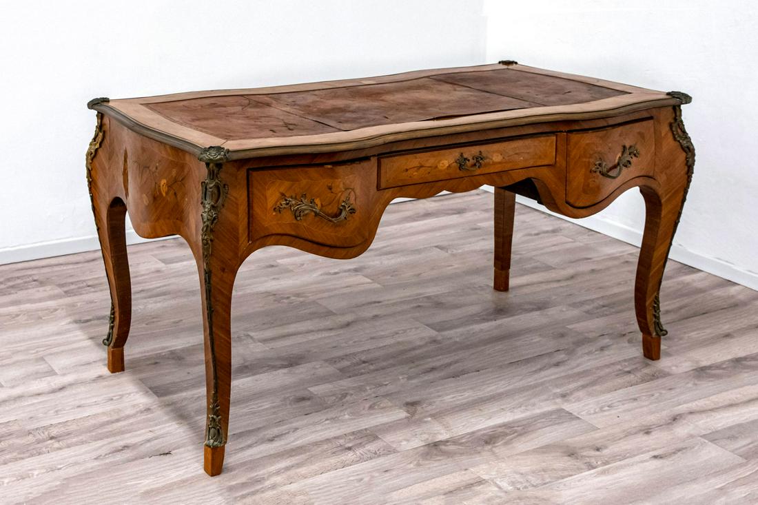 An Antique Louis XV Style Wood and Ormolu Desk, France (1 of 4)