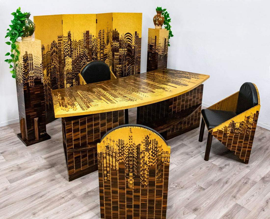 An Exquisite Cem. Thiauy Art Deco Style Office Furniture Set, USA, ca 1980 (1 of 13)