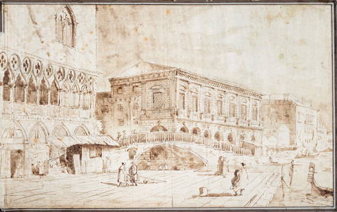 Attrib. Bernardo Bellotto (1721-1780), Palazzo Regionale Venice: Attrib. Bernardo Bellotto (1721-1780), Palazzo Regionale Venice Ink on paper 59.8 x 36.4 cm Condition: For a detailed condition report, please contact us at info@hammersite.com