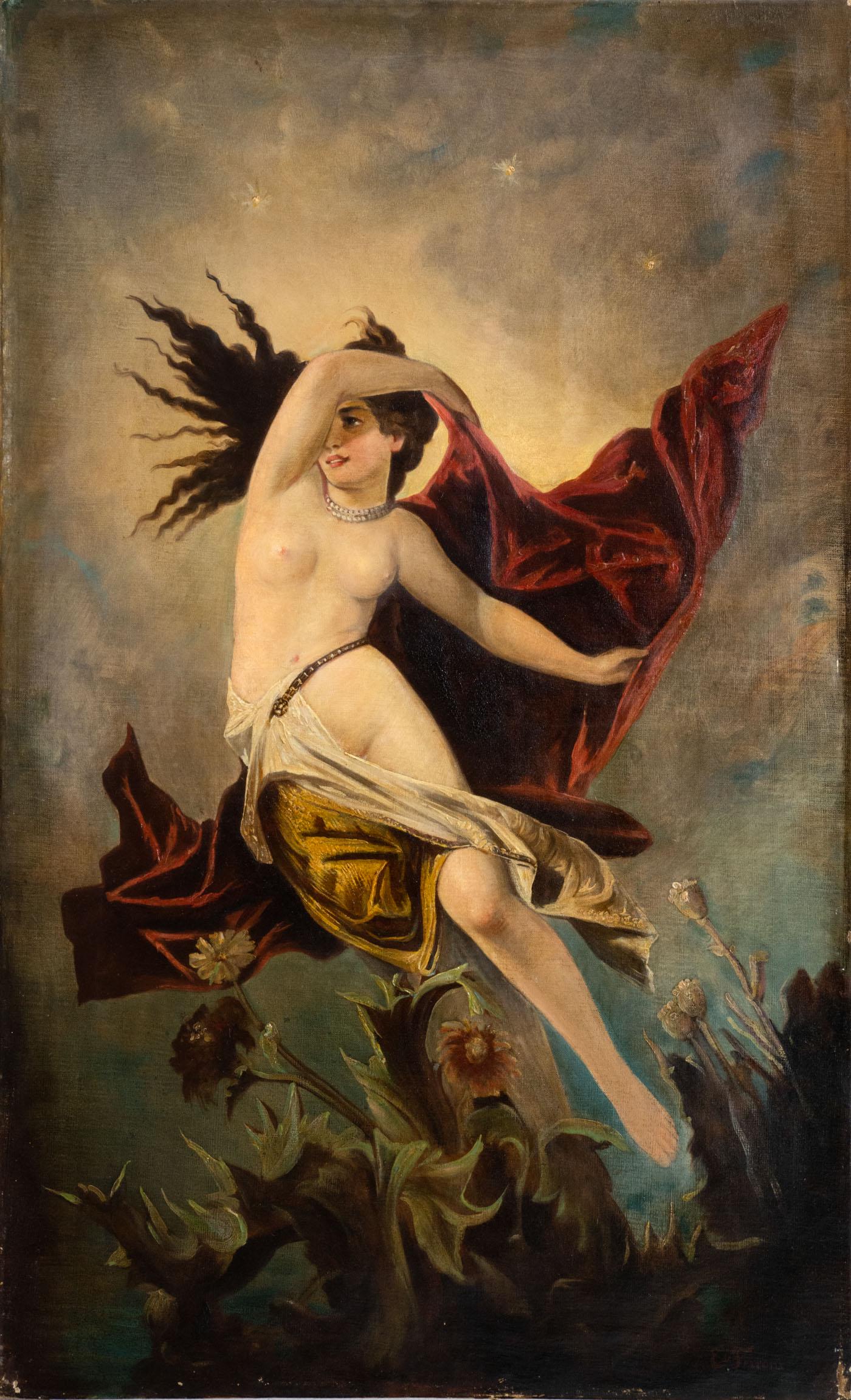 Egisto Ferroni (1835-1912), Dancing in the Field: Egisto Ferroni (1835-1912), Dancing in the Field Oil on canvas Signed (lower right) 50.5 x 82 cm Provenance: Private collection, Hertzelia. Note :With gilt original period frame