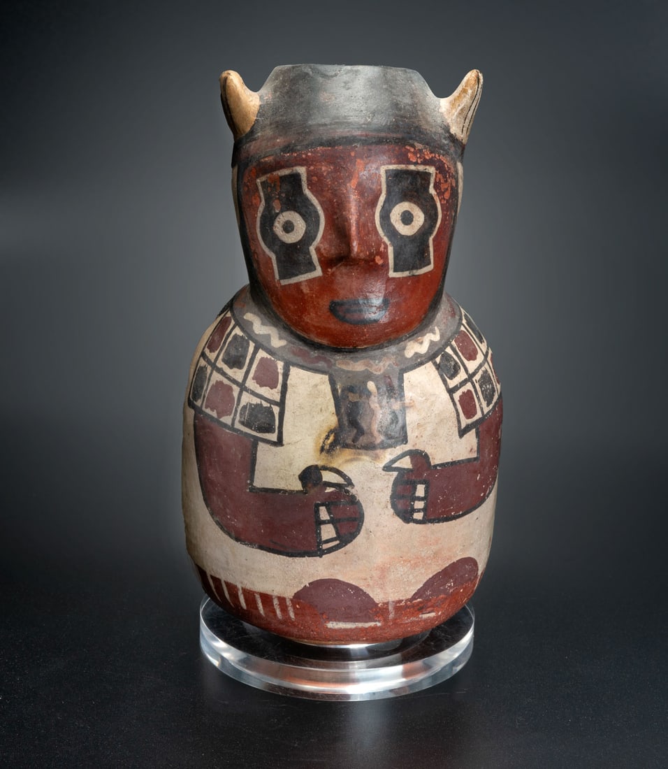 A Seated Man Effigy Jar, Early Nasca, Peru, 1-200 CE (1 of 4)