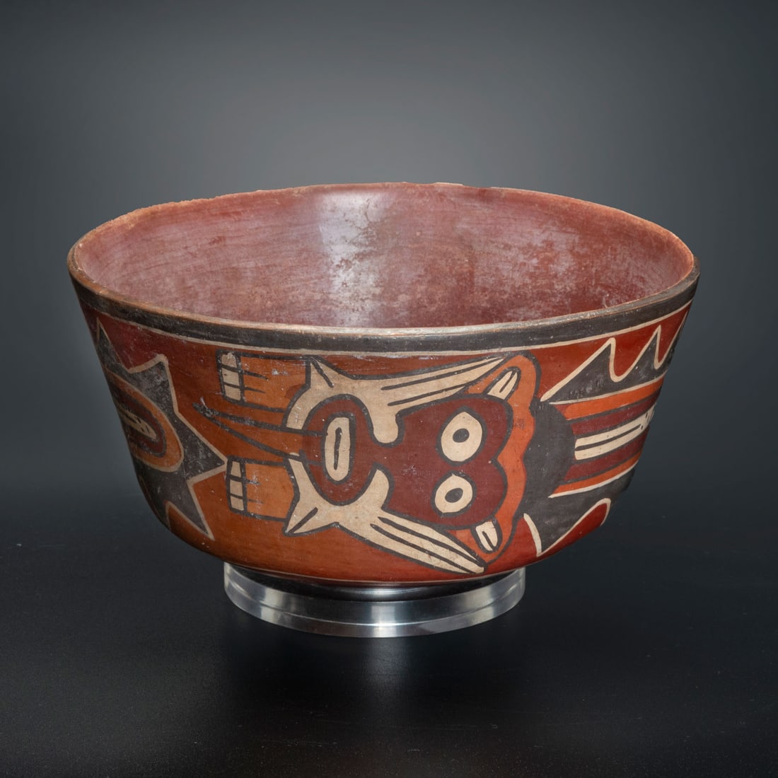 A Bowl with Painted Mythological Serpentine Creature, Early Nasca, Peru, 1-200 CE (1 of 4)