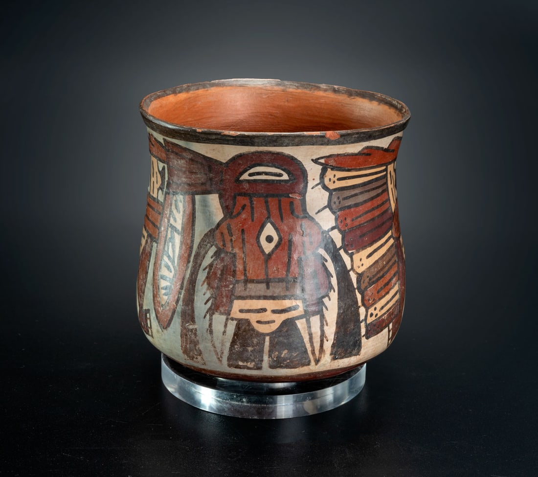 A Bowl Decorated with Two Painted Depictions of Supernatural Horrible Birds, Middle Nasca, Peru, (1 of 3)