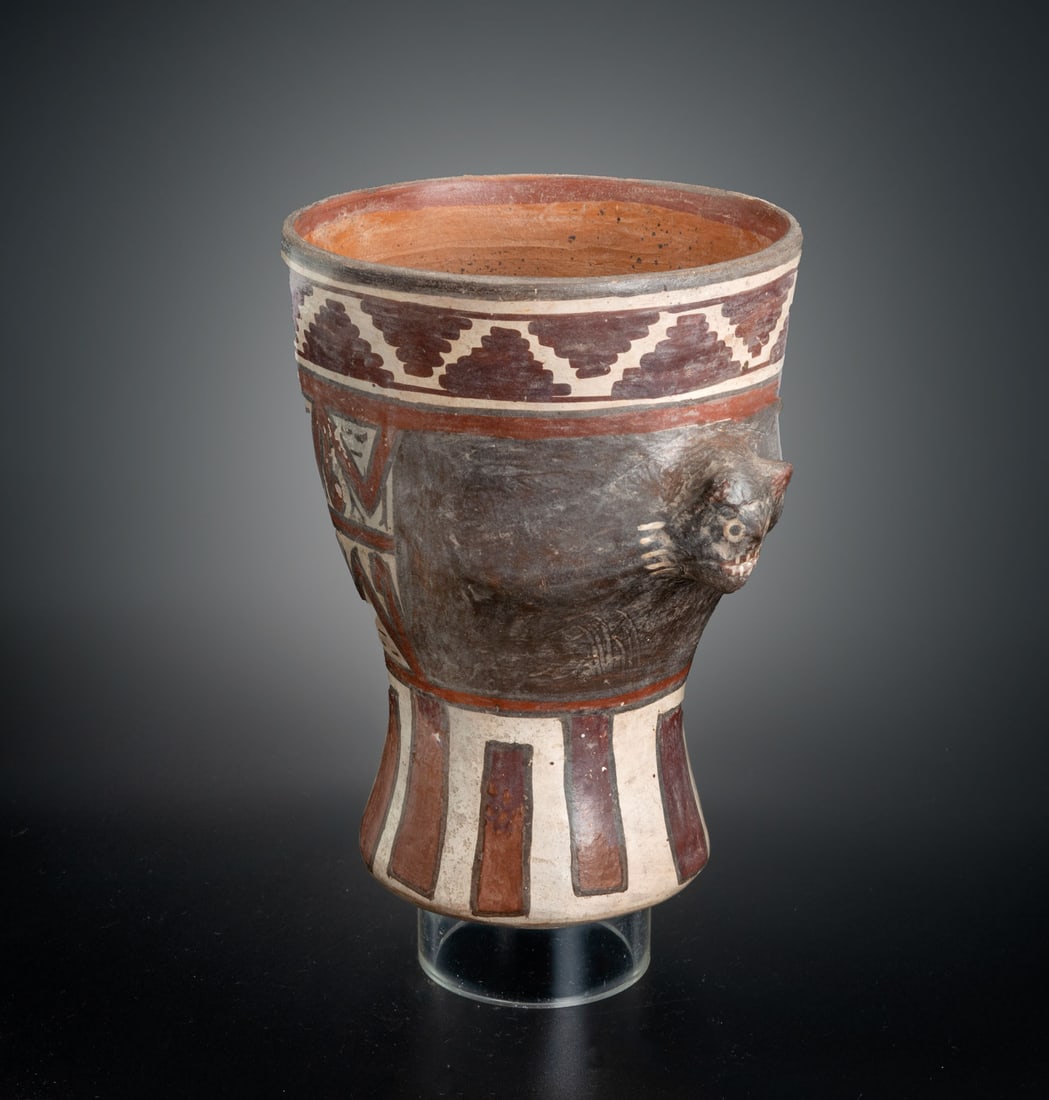 A Beaker with Modeled and Painted Decoration: Relief Depicting Feline Head and Paws in Front and (1 of 5)