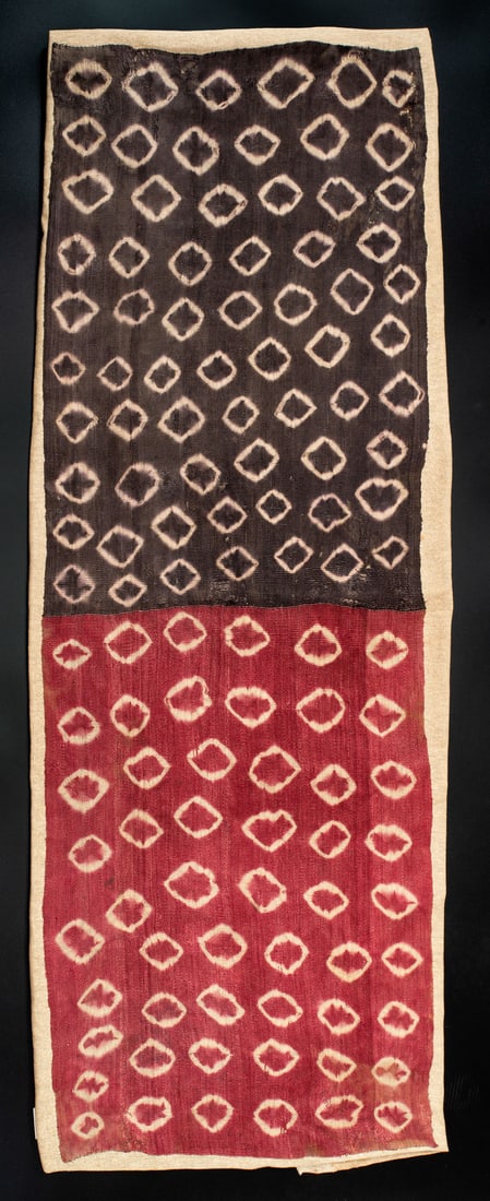 A Red and Blue Tie-Dye Shawl, Possibly South-Coast, Peru, Middle Horizon, 600-1000 CE (1 of 2)