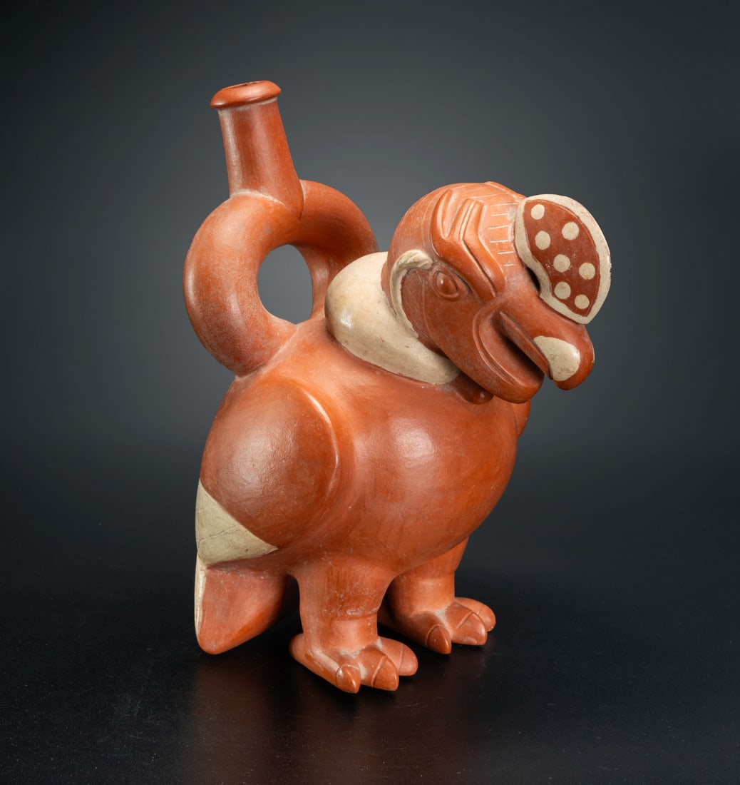 A Stirrup Spout Effigy Bottle: A Condor, Early Moche, Peru, 100-450 CE (1 of 5)