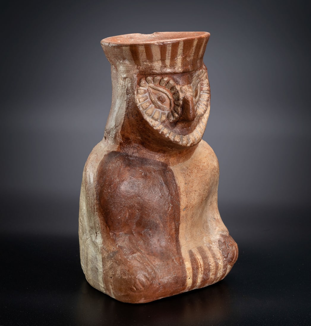 A Spouted Jar: Anthropomorphic Owl, Late Moche, Peru, 450-700 CE (1 of 5)