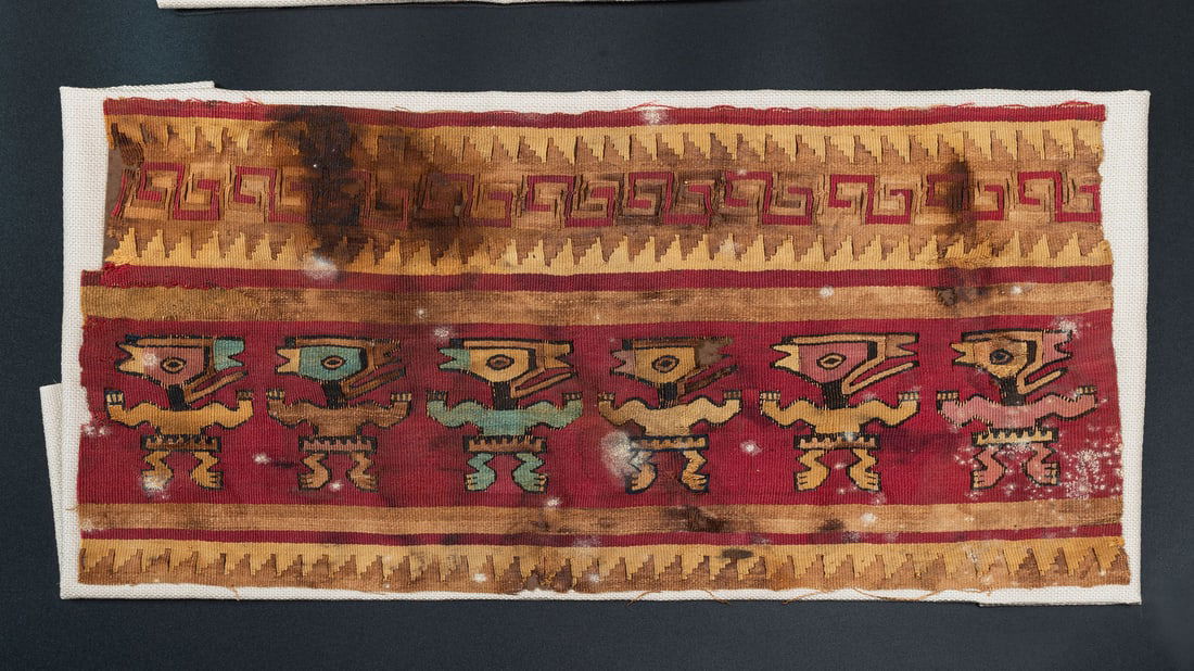 An Ornamental Band Showing Frontal Figures with Profiled Bird Heads, North Coast, Peru, Middle and (1 of 2)