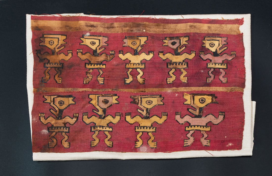 An Ornamental Band Showing Frontal Figures with Profiled Bird Heads, North Coast, Peru, Middle and (1 of 2)