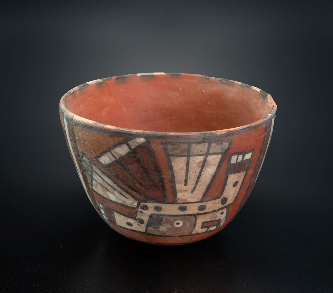 A Bowl Decorated with Painted Condor Heads, Huari-Related Local Style, Peru, 600-1100 CE (1 of 4)