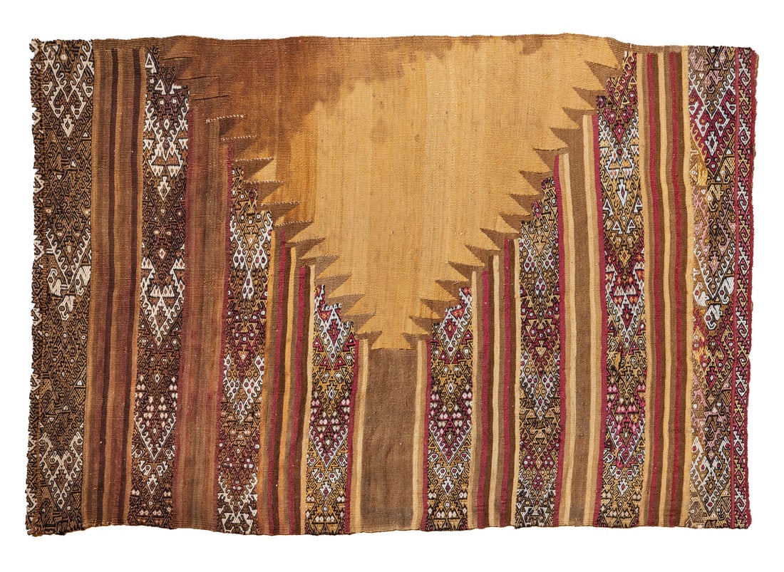 A Panel with Decorated Stripes and Minute Complex Detail, Central Coast, Peru, Late Intermediate: A Panel with Decorated Stripes and Minute Complex Detail, Central Coast, Peru, Late Intermediate Period, 1100-1470 CE Local Style Cotton and multicolored camelid fiber in plain weave with weft-face co