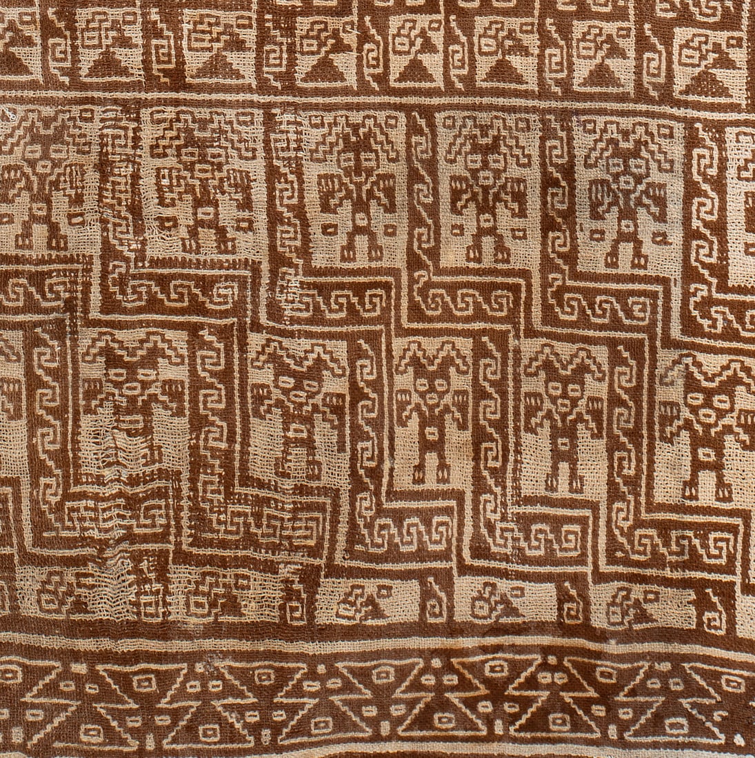A Textile Panel with Male and Female Figures, Central Coast, Peru, Late Intermediate Period,: A Textile Panel with Male and Female Figures, Central Coast, Peru, Late Intermediate Period, 1100-1470 CE Local Style Cotton in double-cloth plain weave. 104 x 59 cm For more deta