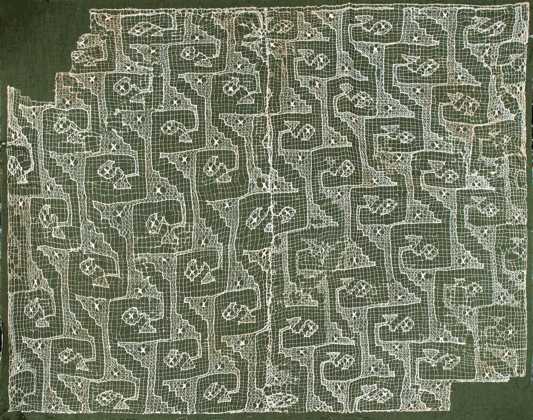 A Chancay Veil - Open Space Fabrics (Lace) Stepped Volute with Birds, Central Coast, Peru, Late (1 of 1)
