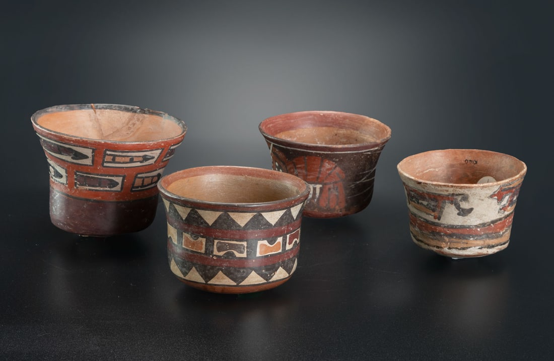 Four Bowls Ornamented with a Tribal Motifs, Middle Nasca, Peru, 100-300 CE (1 of 4)