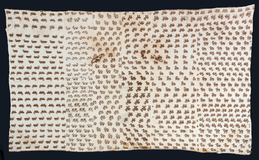 A Big Mantle Decorated with 600 Mythical Animals, Central Coast, Peru, Late Intermediate Period, (1 of 3)