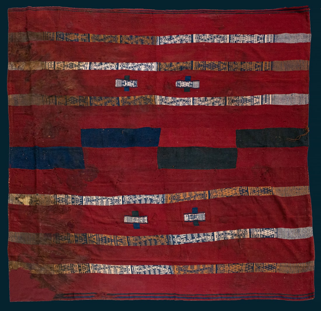 A Textile with Decorated Bands, Far South Peru, Late Horizon, 1450-1550 CE: A Textile with Decorated Bands, Far South Peru, Late Horizon, 1450-1550 CE Inca Period Multicolored camelid fiber in plain weave warp face with discontinuous warps and complementary warp stripes. 188