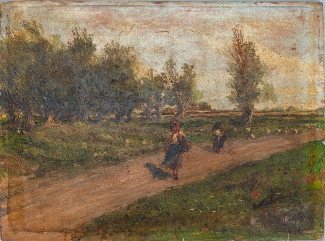 Unidentified Hungarian Artist, Peasants on a Country Path (1 of 2)