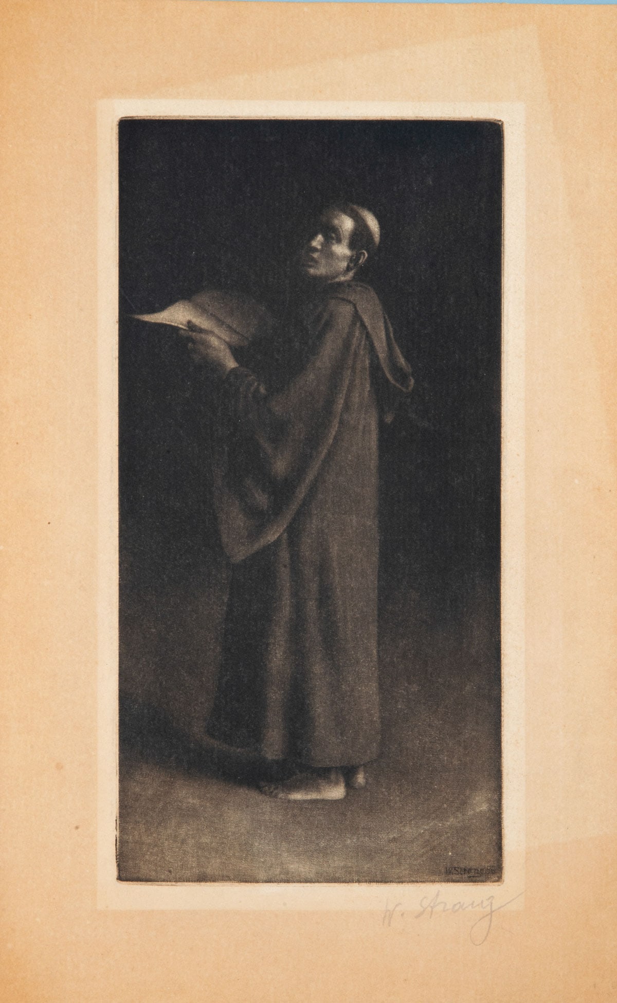 William Strang (1859-1921), A Monk: William Strang (1859-1921), A Monk Etching 1883 Signed (lower right). 26.5 x 14 cm Condition: For a detailed condition report, please contact us at info@ham