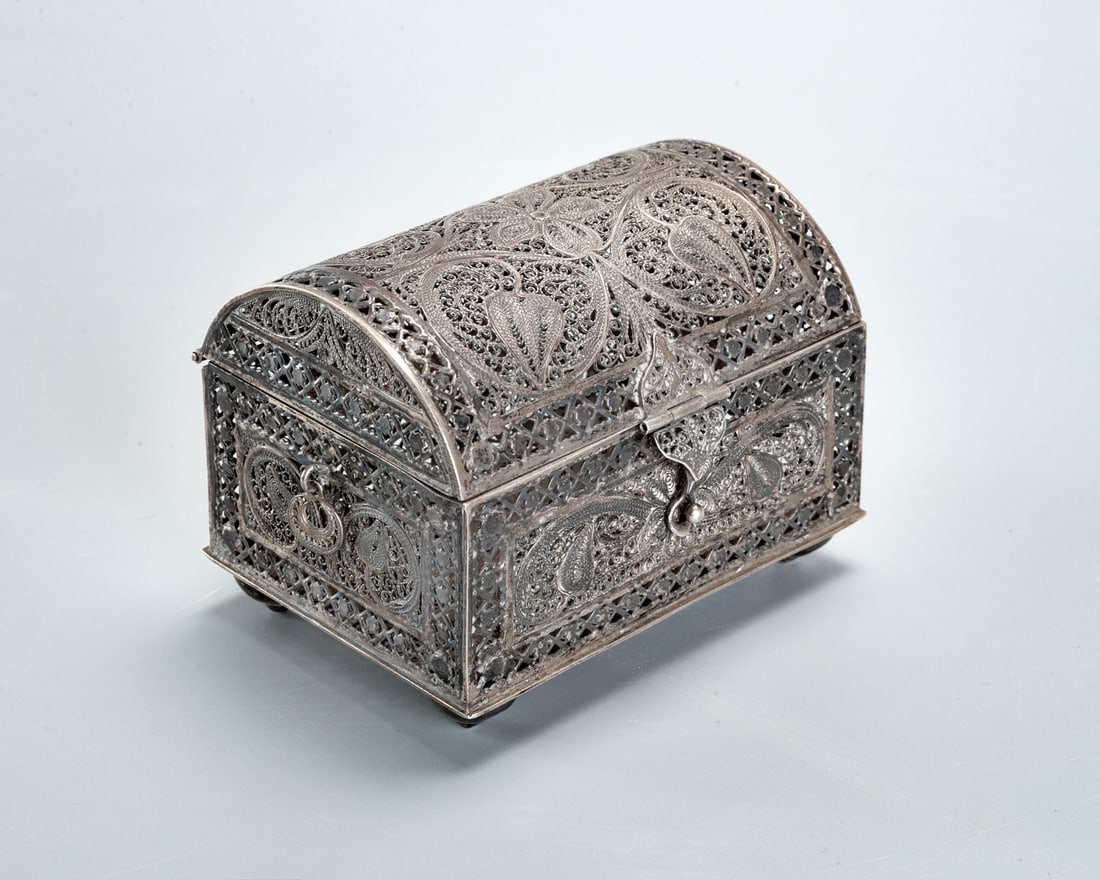 A Fine Silver Filigree Jewelry Casket, Russia, Late 19th Early 20th Century (1 of 3)