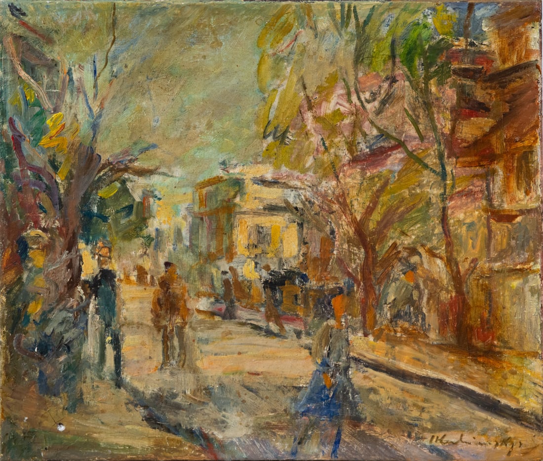Issai Kulvianski (1892-1970), Street Scene: Issai Kulvianski (1892-1970), Street Scene Oil on canvas Signed (lower right). 38.5 x 45.5 cm Provenance: The Yerushalmi estate, Herzliya, by descent to the present owner.