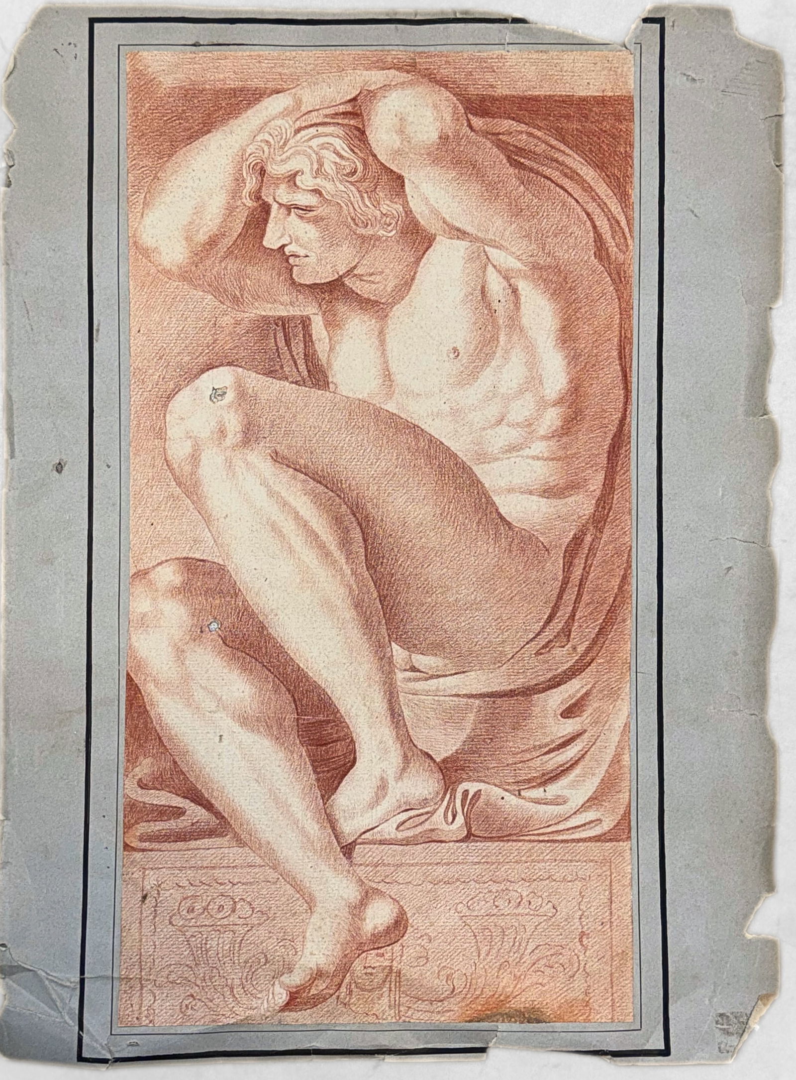 Renaissance, Annibale Carracci, Rome (1560–1609): Renaissance, Annibale Carracci, Rome (1560–1609) Sepia pencil on paper and red ink on paper. Dimensions: 40.5 x 21 cm. Provenance: From the Bernard Cole Collection to the Michael Gaud