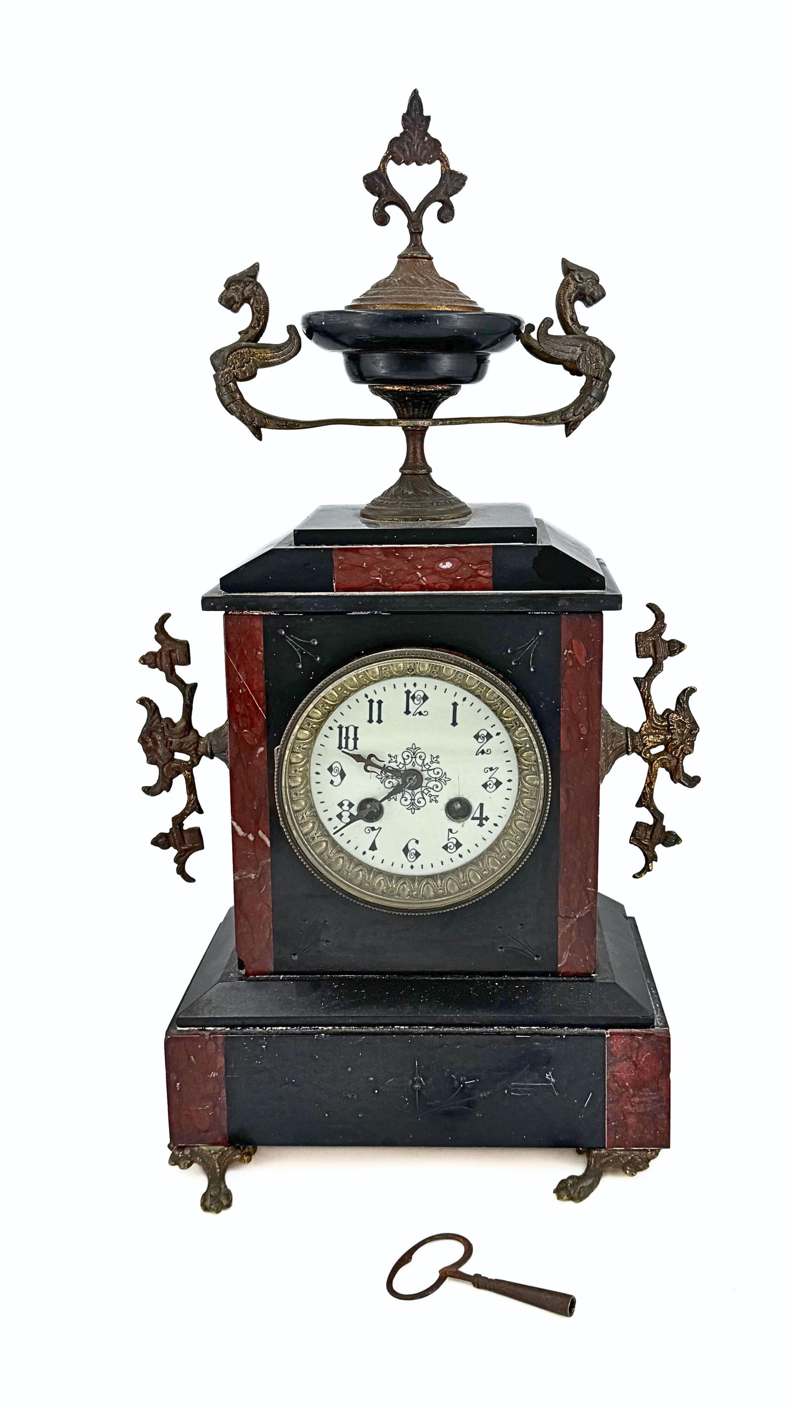 French Mantel Clock with Strike Mechanism and Key, in Neo-Renaissance Style, Late 19th – Early (1 of 5)
