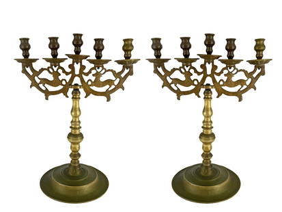 Pair of Five-Branch Bronze Lamps, 18th Century: Pair of Five-Branch Bronze Lamps, 18th Century Height: 45 cm       Width: 35 cm      Provenance: Moreno family, Italy      Condition: For a detailed con