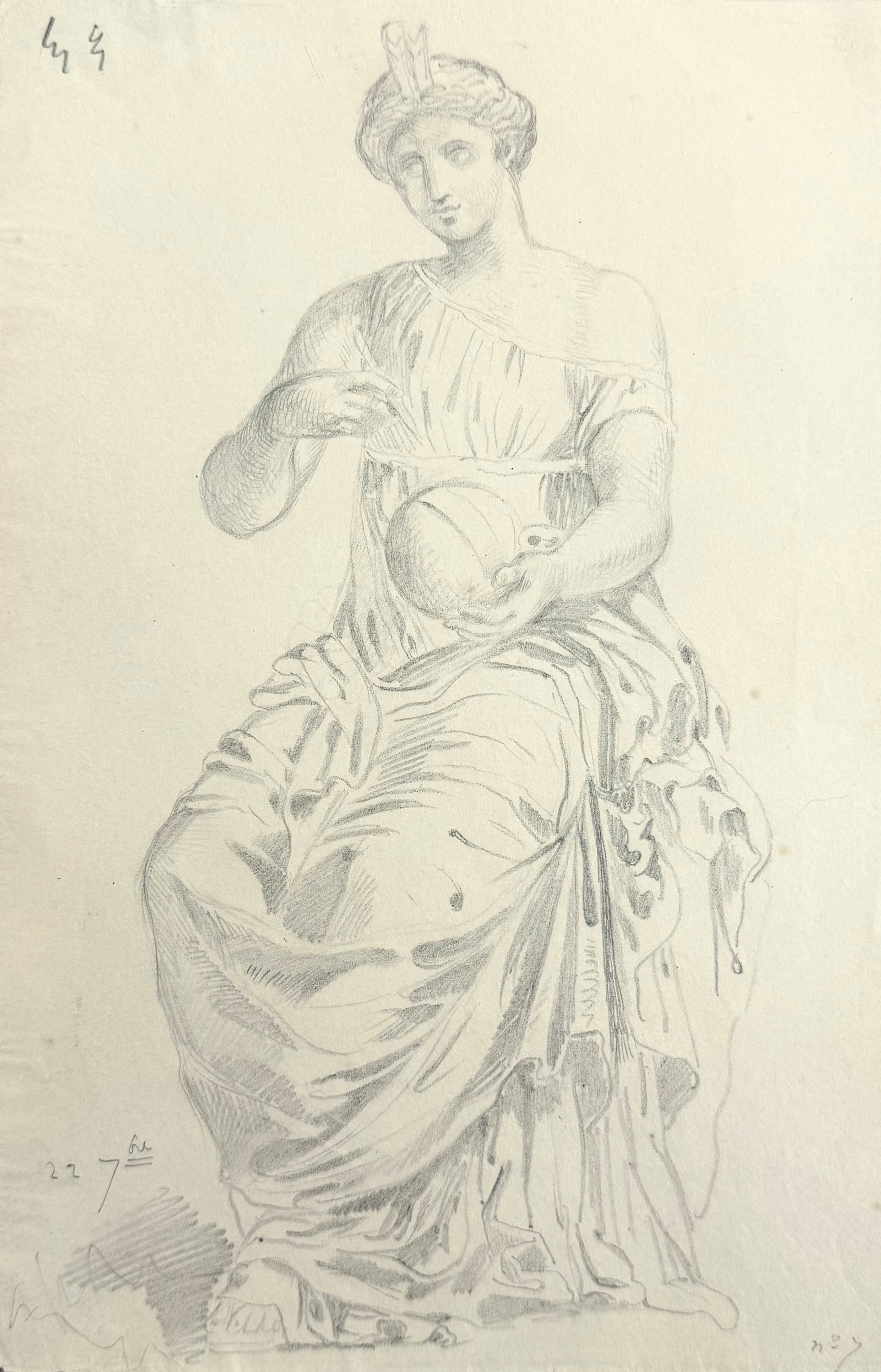 School of or attributed to Jean-Leon Gerome (1824–1904), Paris: School of or attributed to Jean-Leon Gerome (1824–1904), Paris Pencil on paper Dimensions: 28 × 18.3 cm Provenance: Private collection of Jean-Philippe Gueant, France Condition: For a det