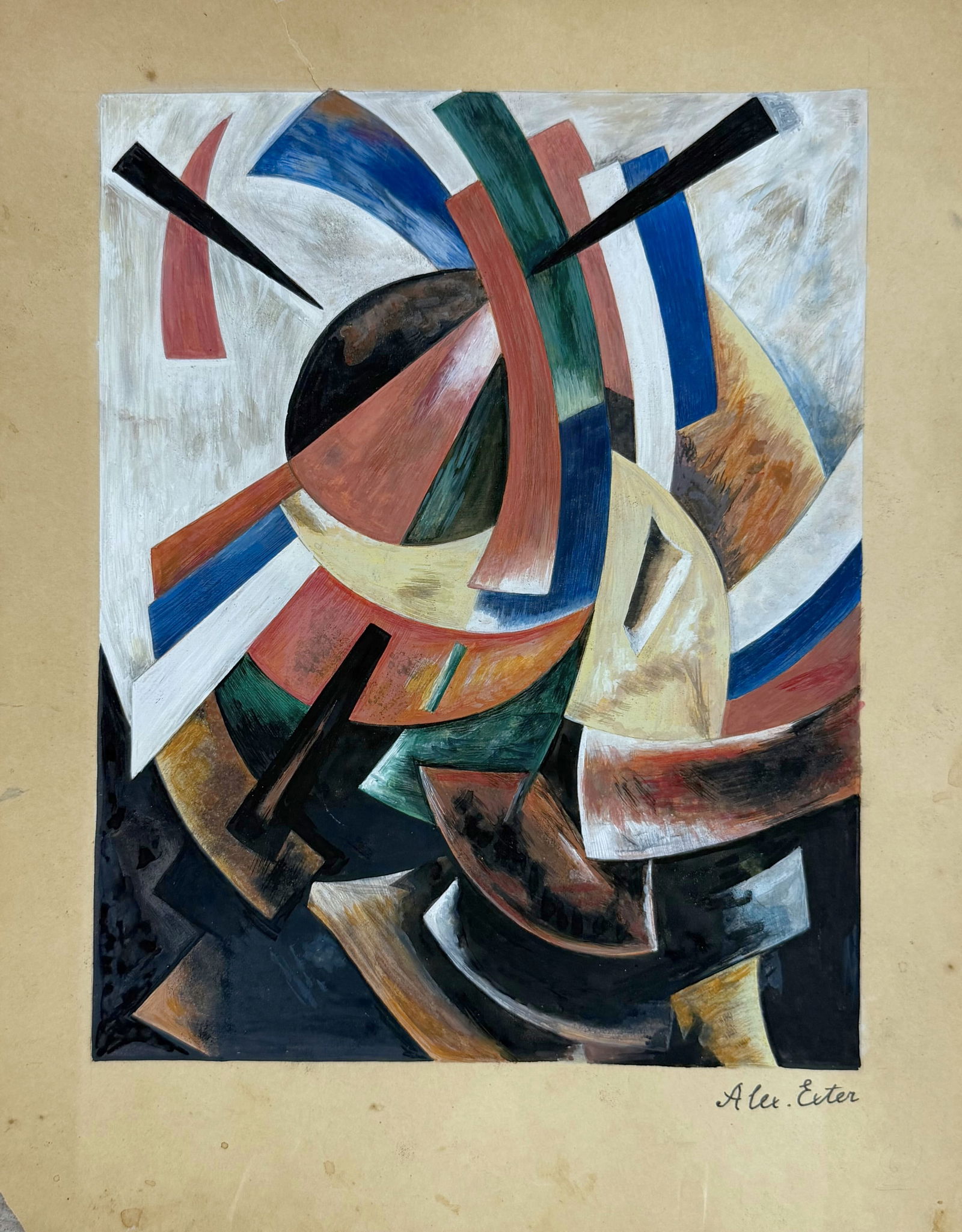 Alexandra Exter (1882-1949), Abstract Composition: Alexandra Exter (1882-1949), Abstract Composition Gouache and watercolor on paper Signed lower righ Dimensions: 36 x 28 cm Provenance: From the collection of Olivia Amar (Estate of